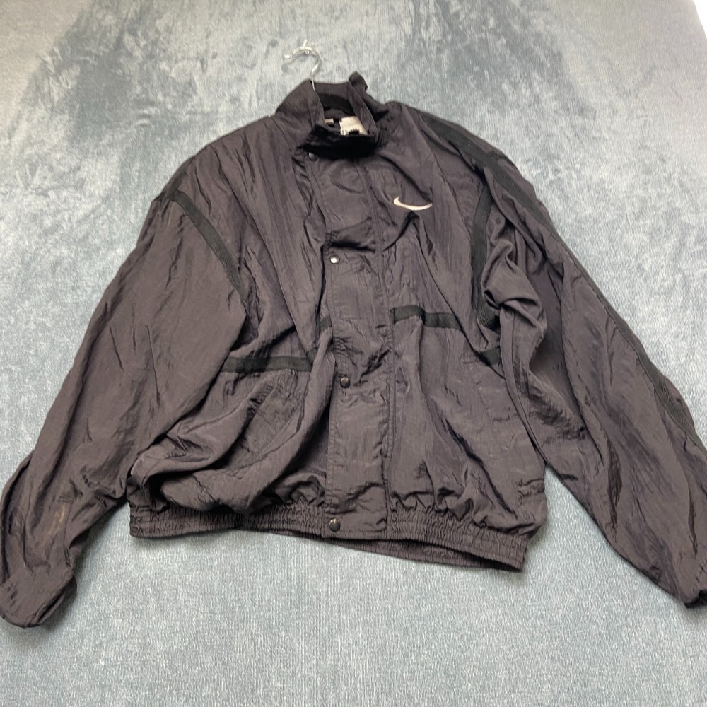 Vintage Nike Windbreaker Jacket Mens Medium Gray Long Sleeve Winter Swoosh Logo